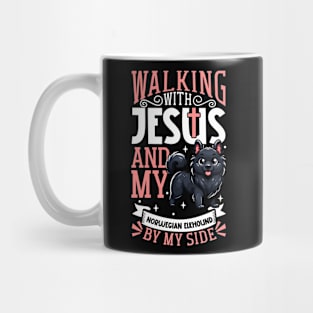 Jesus and dog - Black Norwegian Elkhound Mug